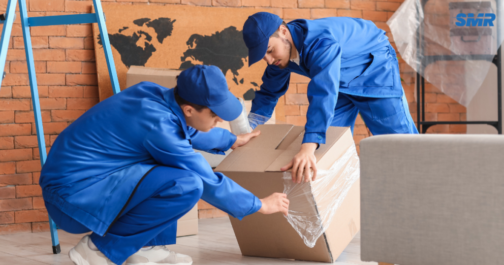 Man and Van Grays movers loading furniture and moving boxes into a removals van
